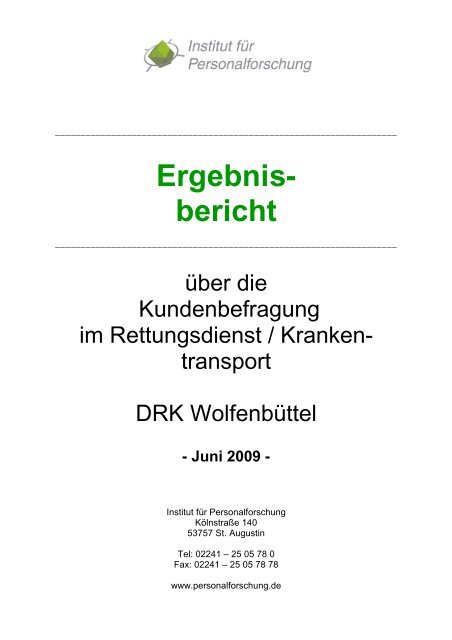 Kundenbefragung im Rettungsdienst und Krankentransport - DRK ...