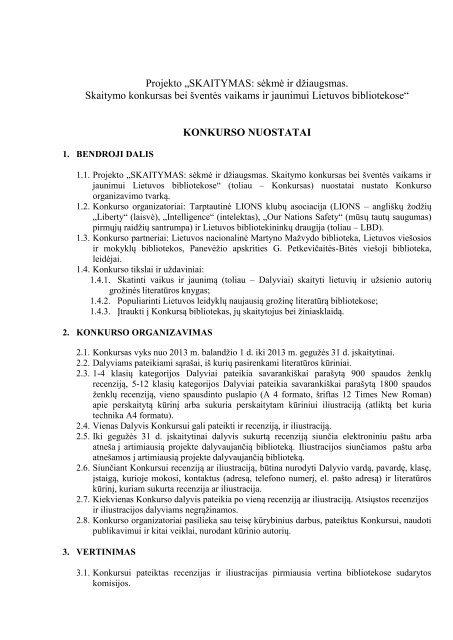 Konkurso nuostatai (.pdf, 152 KB) - Kauno apskrities vieÅ¡oji biblioteka