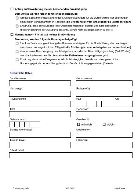 ErgÃ¤nzungen zum formlosen Antrag auf ErmÃ¤chtigung - KVHH