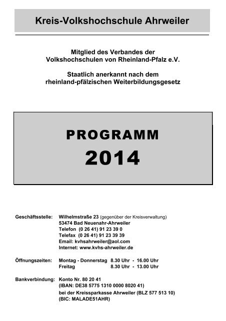 Programm Kvhs Ahrweiler