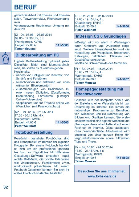 Programmheft Download - Kreisvolkshochschule Harz