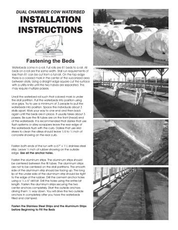 INSTALLATION INSTRUCTIONS - DCC Waterbeds