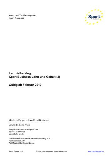 Lernzielkatalog Xpert Business Lohn und Gehalt (2) - VHS ...