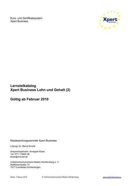 Lernzielkatalog Xpert Business Lohn und Gehalt (2) - VHS ...