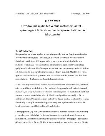 Ortodox maskulinitet versus metrosexualitet