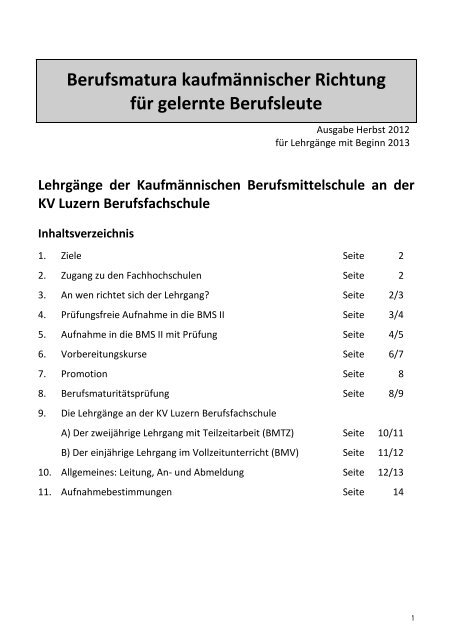 InfobroschÃ¼re Herbst 2012 fÃ¼r Beginn 2013.pdf - KV Luzern