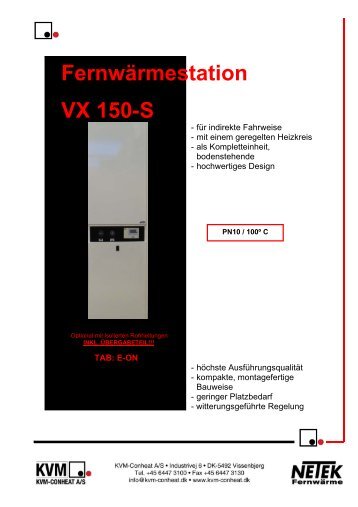 FernwÃ¤rmestation VX 150-S - KVM-Conheat