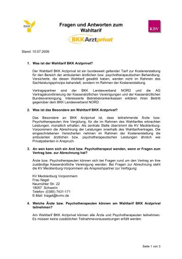 Fragen und Antworten zum Wahltarif BKK Arzt privat