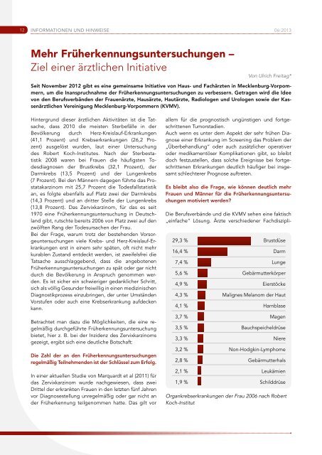 Journal der KVMV - KassenÃ¤rztliche Vereinigung Mecklenburg ...