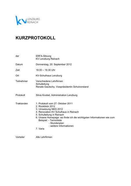Kurzprotokoll 2012 Pdf 97 0 Kb Kv Lenzburg Reinach