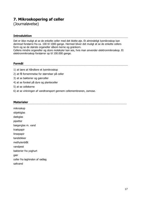 Laboratoriekursus Biologi C-niveau - KVUC