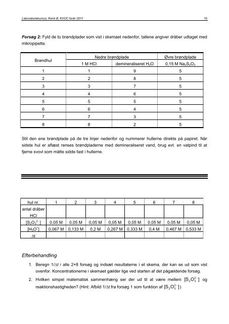 Ãvelsesvejledninger til laboratoriekursus i Kemi CâB 2011 - KVUC