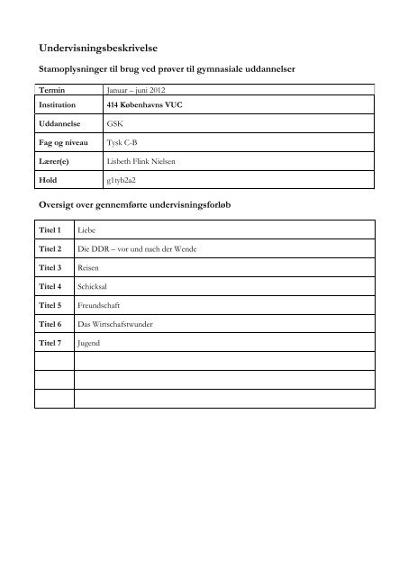 Undervisningsbeskrivelse - KVUC