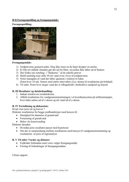 Laboratoriekursus i geografi C og naturgeografi C - KVUC