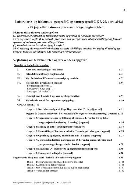 Laboratoriekursus i geografi C og naturgeografi C - KVUC