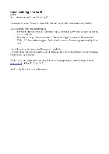 Samfundsfag niveau C - KVUC
