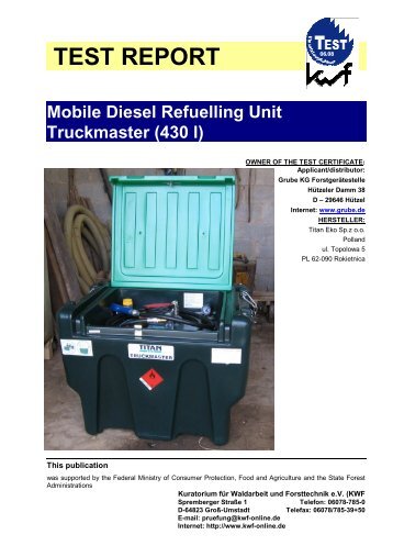 TEST REPORT Mobile Diesel Refuelling Unit Truckmaster (430 l)