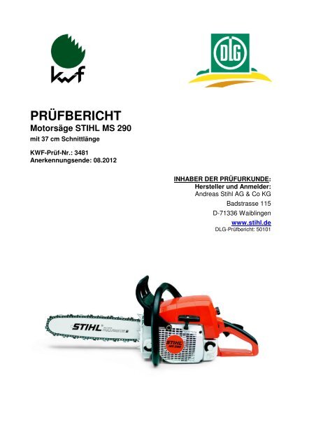 PRÃœFBERICHT MotorsÃ¤ge STIHL MS 290