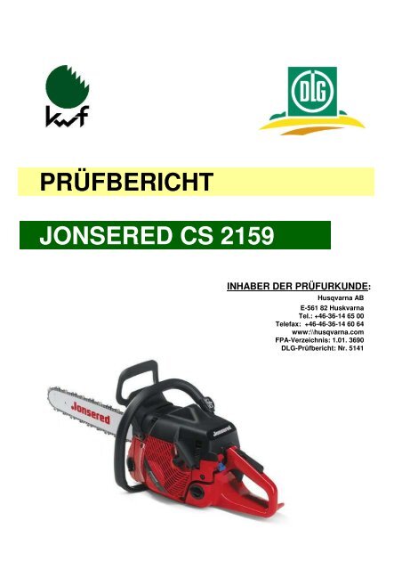 PRÃFBERICHT JONSERED CS 2159