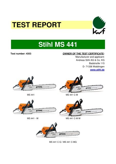 TEST REPORT Stihl MS 441