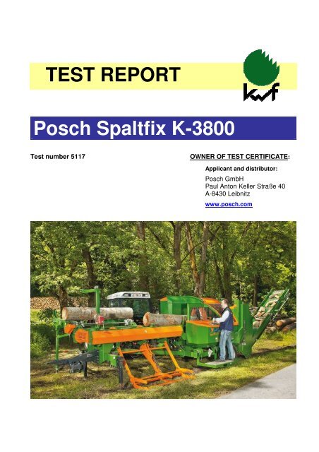 TEST REPORT Posch Spaltfix K-3800