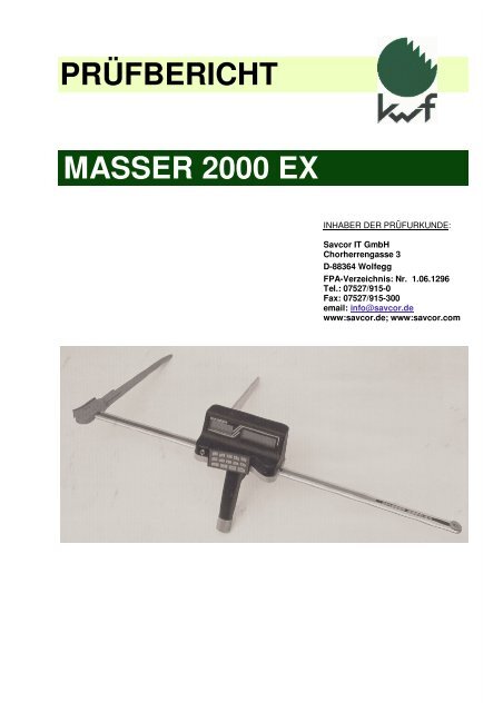 PRÃFBERICHT MASSER 2000 EX