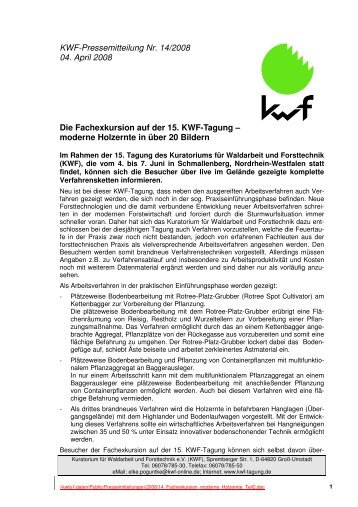 KWF-Pressemitteilung Nr. 14/2008 04. April 2008 Die ...