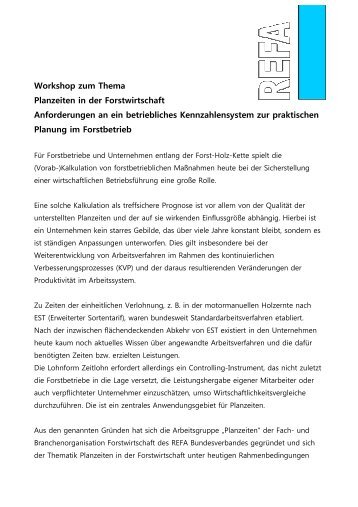 Workshop zum Thema Planzeiten in der Forstwirtschaft ... - Kwf