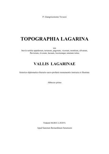 TOPOGRAPHIA LAGARINA - Provincia Tridentina