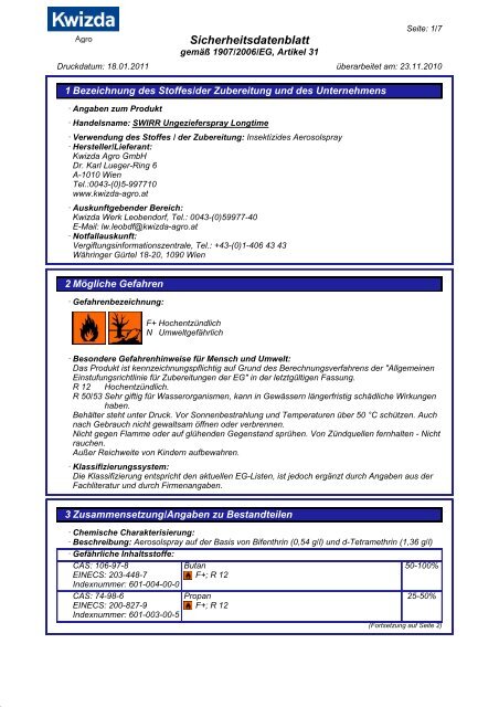 Sicherheitsdatenblatt - Kwizda Agro