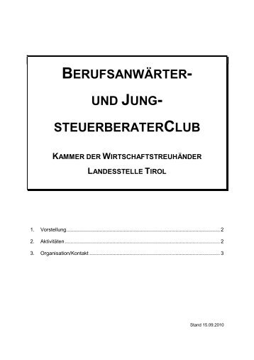 BERUFSANWÃRTER- UND JUNG- STEUERBERATERCLUB