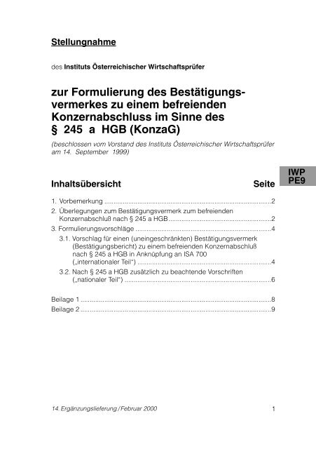 zur Formulierung des BestÃ¤tigungs- vermerkes zu einem ...