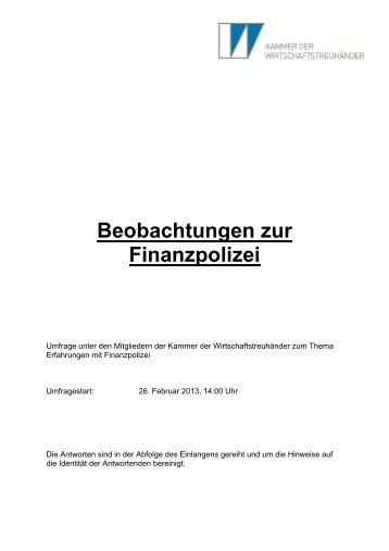 Beobachtungen zur Finanzpolizei - Kammer der WirtschaftstreuhÃ¤nder