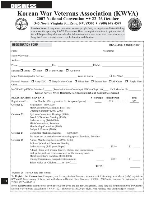 2007 KWVA Election Results - Korean War Veterans Association