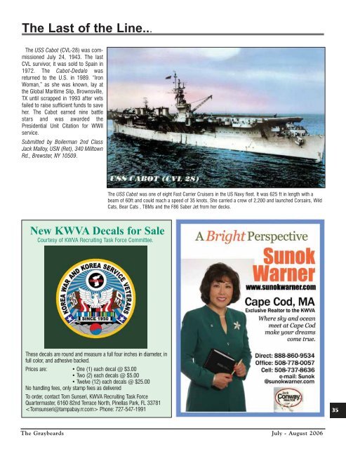 Jul/Aug 2006 - Korean War Veterans Association