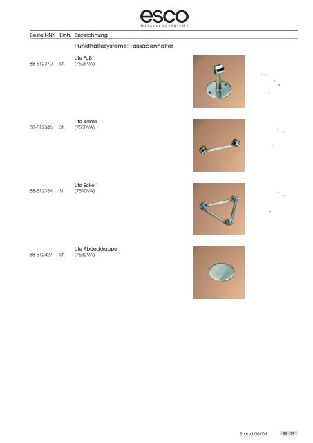 Farbkarte Klemmbefestigung - esco Metallbausysteme Gmbh