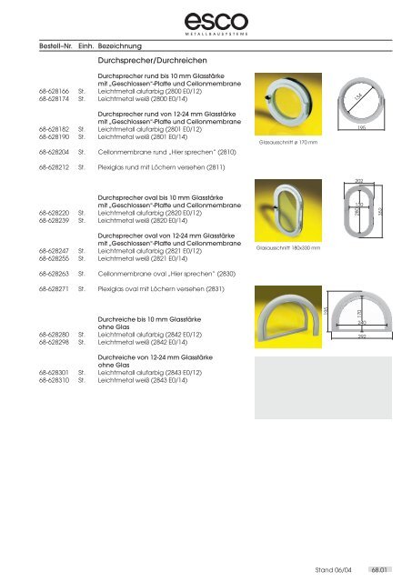 Farbkarte Klemmbefestigung - esco Metallbausysteme Gmbh