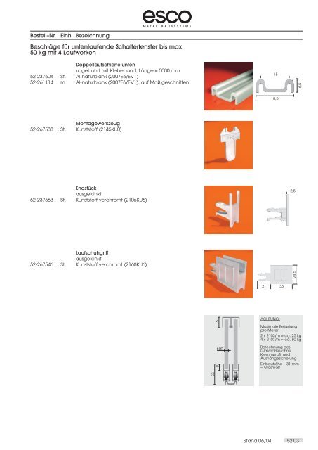 Farbkarte Klemmbefestigung - esco Metallbausysteme Gmbh