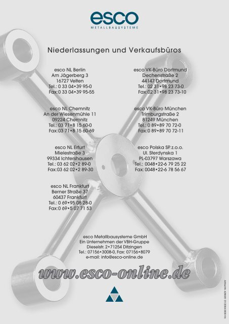 Farbkarte Klemmbefestigung - esco Metallbausysteme Gmbh