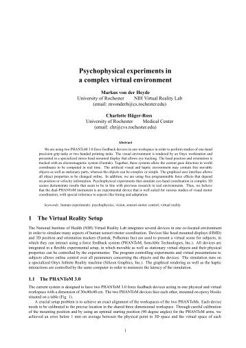 Psychophysical experiments in a complex virtual environment