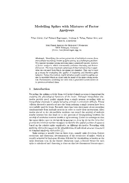 Modelling Spikes with Mixtures of Factor Analysers Dilan Gioriur ...