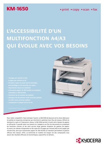 km-1650 l'accessibilité d'un multifonction a4/a3 qui évolue avec vos ...