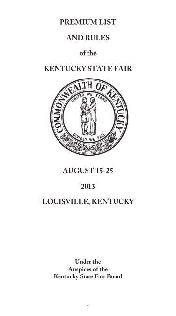 General Premium Book Information - Kentucky State Fair