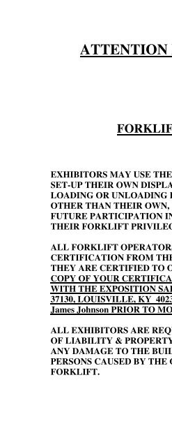 Exhibitor Manual - Kentucky State Fair