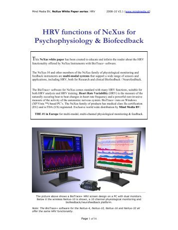 HRV functions of NeXus for Psychophysiology & Biofeedback - 錫昌