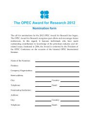 The OPEC Award for Research 2012