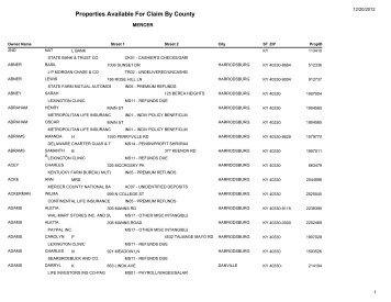 Mercer County - Kentucky State Treasury