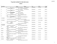 Properties Available For Claim By County - Kentucky State Treasury