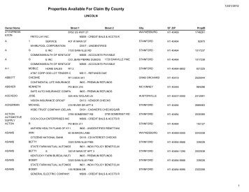 Lincoln County - Kentucky State Treasury