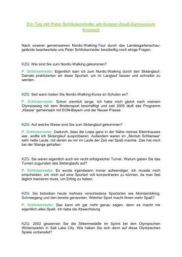 Katharina's Interview - Kaspar-ZeuÃ-Gymnasium Kronach